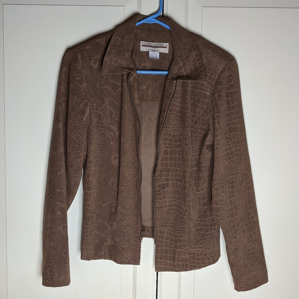 Expressions Animal Print Zip Up Jacket